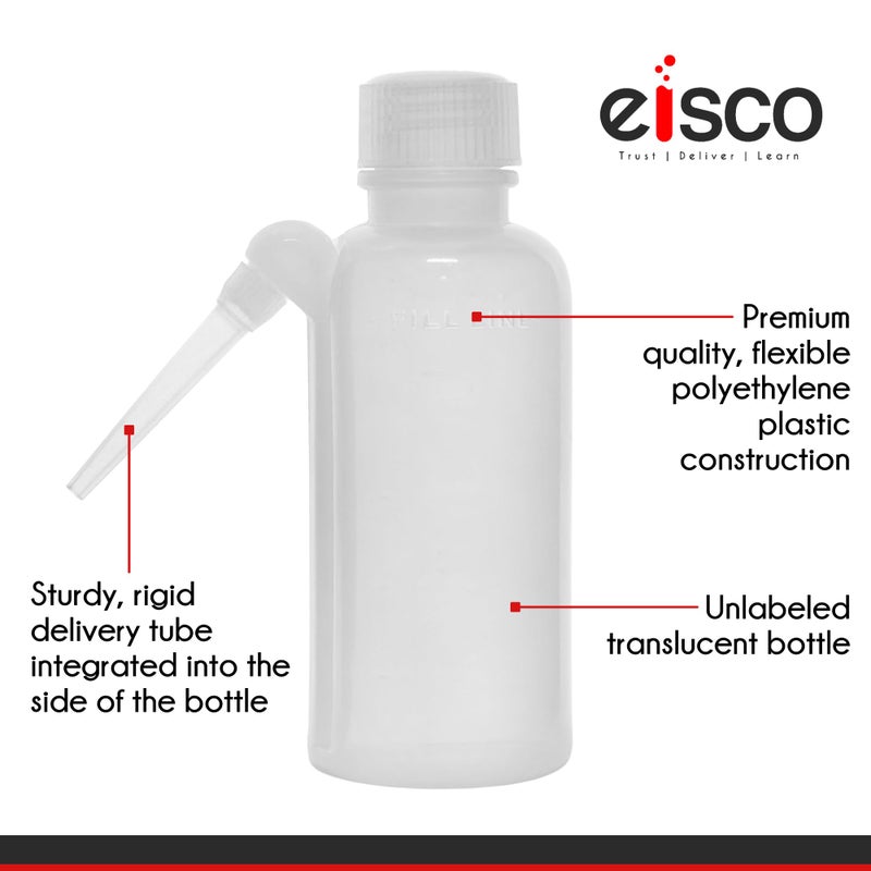 EISCO Wash Bottle, 250ml - Polyethylene - Translucent, Unbreakable - Screw Cap with Down Spout for Dispensing Liquid Labs - Image 4
